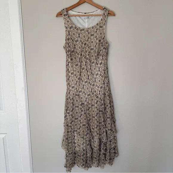 Amanda Lane Cream and Blue Floral Tiered Maxi Dress - Picture 6 of 8